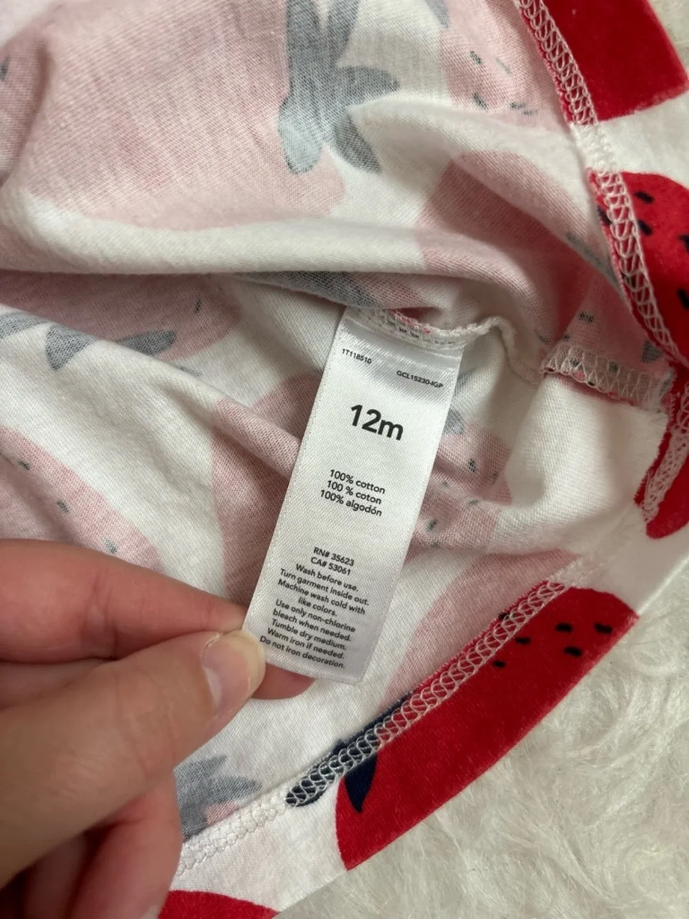 Carter's Baby Girl Festive White Sundress with Red Strawberry Print